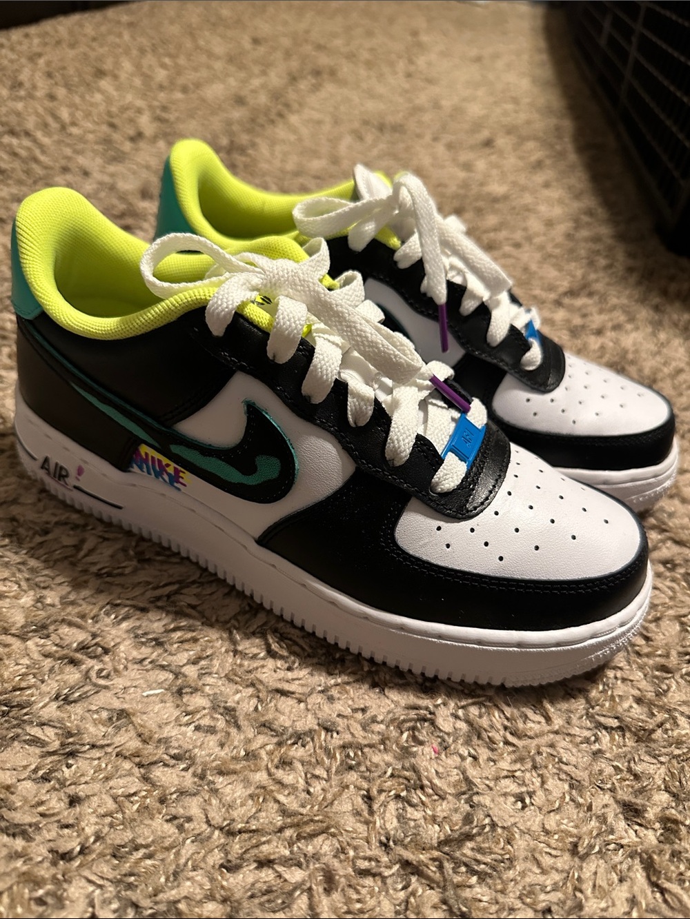 Nike Kids Low-Top Sneakers - Black/White/Neon Green